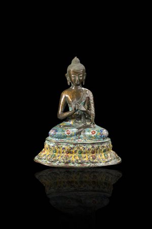 SCULTURA<BR>Scultura in bronzo con inserti cloissonné