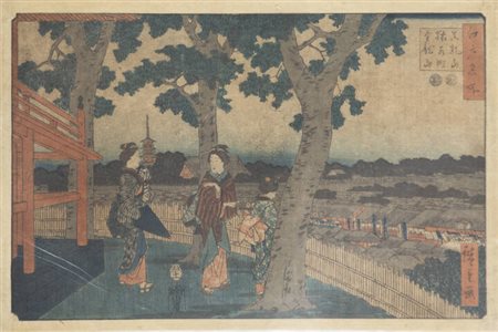 UTAGAWA HIROSHIGE (ICHIRYUSAI HIROSHIGE I) Stampa ''Vista dal parco Ueno''