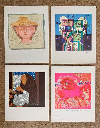 EDIZIONI BOLAFFIARTE (MIGNECO, KODRA, CAMPIGLI E SASSU) - Lotto unico di 4 fotolitografie