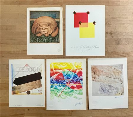 FOTOLITOGRAFIE BOLAFFIARTE (RAUSCHENBERG, ROSENQUIST, POMODORO, DAVIS E MONDINO) - Lotto unico di 5 opere