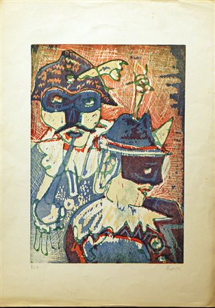 ANTONIO BARBERI, "Arlecchino e pulcinella", anni '80