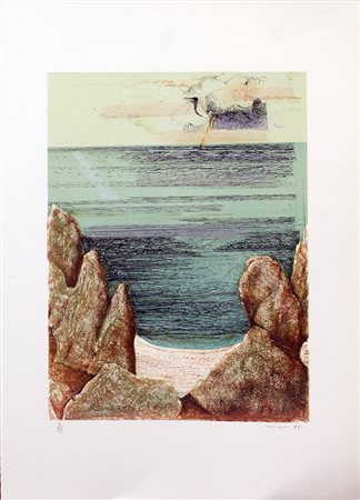 GIUSEPPE MARTINELLI, "Veduta marina", 1985