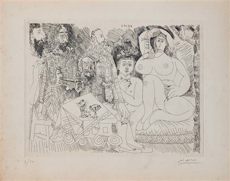 Pablo Picasso (Malaga 25/10/1881 - Mougins 8/4/1973) Senza titolo 1968 Firma...