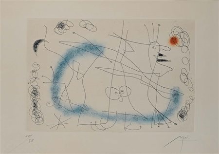 Joan Mirò (Barcellona 1893 - Palma di Maiorca 1983) Strip-Tease in blue 1959...
