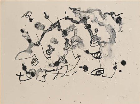 Joan Mirò (Barcellona 1893 - Palma di Maiorca 1983) Serie II, Nero 1961 Firma...