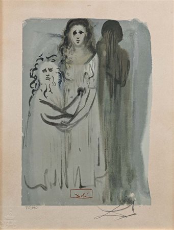 Salvador Dalì (Figueres 1904 - Figueres 1989) Figure abbracciate Firma e...