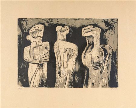 Henry Moore (Castleford 1898 - Much Hadham 1986) Three standing figures 1973...