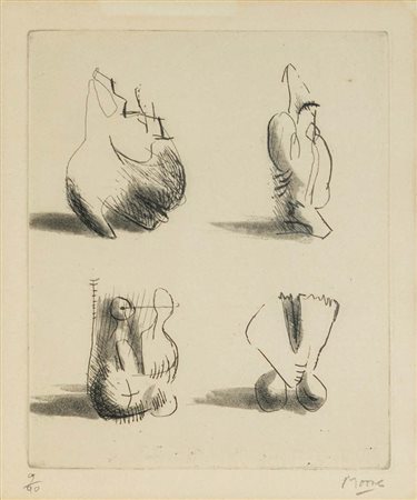 Henry Moore (Castleford 1898 - Much Hadham 1986) Four Sculpture Motives 1971...