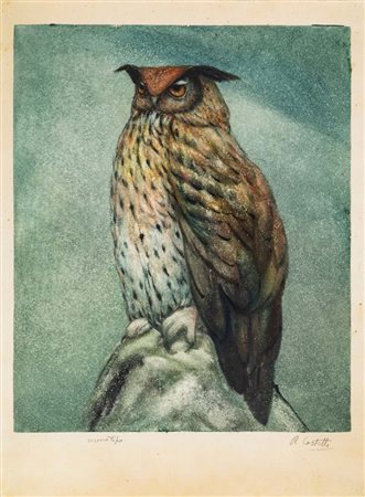 Romeo Costetti (Reggio Emilia 1871 - Roma 1957) Il Gufo Firma e numerazione a...