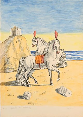 Giorgio De Chirico (Volo 1888 - Roma 1978) Cavalli Firma e numerazione "G. De...