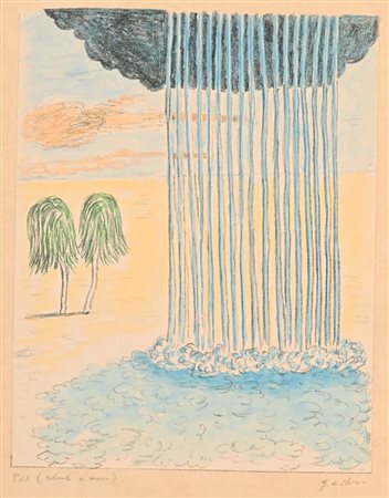 Giorgio De Chirico (Volo 1888 - Roma 1978) La pioggia deserto 1973 Firma e...