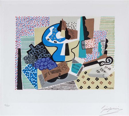 Gino Severini (Cortona 1883 - Parigi 1966) Natura morta con violoncello 1964...