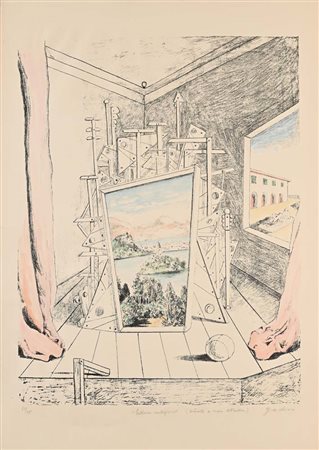 Giorgio De Chirico (Volo 1888 - Roma 1978) Interno Metafisico Firma titolo e...