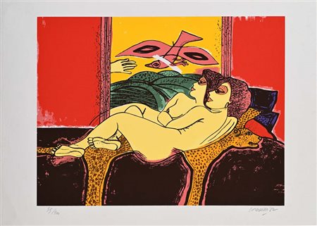 Guillaume Corneille (Liegi 1922 - Auver-Sur-Oise 2010) Nude distese alla...