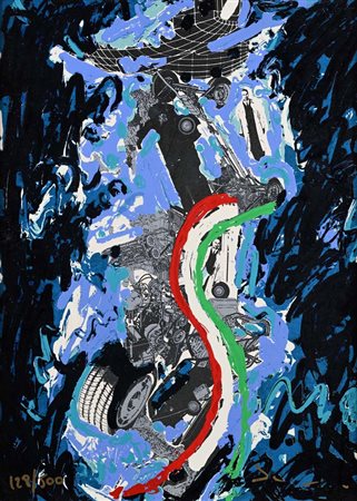 Mario Schifano (Homs 1934 - Roma 1998) L'automobile 1985 Serigrafia originale...