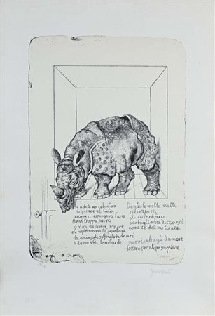 Carlo Guarienti (Treviso 1923 - Roma 2023) Rinoceronte Litografia di Carlo...