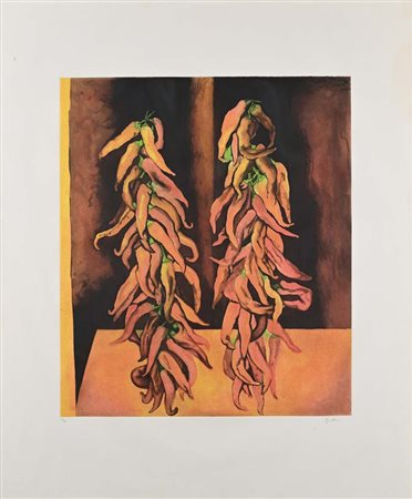 Renato Guttuso (Bagheria 1911 - Roma 1987) Peperoni rossi 1984 Firma e...