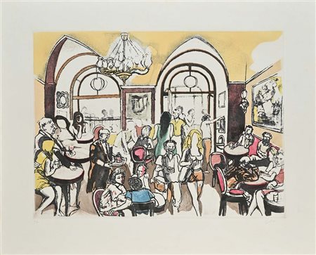 Renato Guttuso (Bagheria 1911 - Roma 1987) Caffè Greco Firma e numerazione...