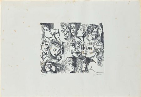 Renato Guttuso (Bagheria 1911 - Roma 1987) Chiacchiere di donne Firma e...