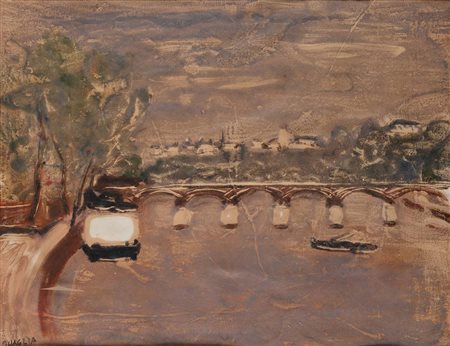 Carlo Quaglia (Terni 1903 - Roma 1970) Veduta di Roma dal Tevere Firma in...