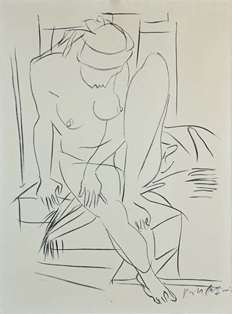Pericle Fazzini (Grottammare 1913 - Roma 1987) Nudo di donna Firma in lastra...