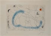 Joan Mirò (Barcellona 1893 - Palma di Maiorca 1983) Strip-Tease in blue 1959...