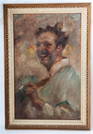 GIUSEPPE MALDARELLI (Napoli, 1885 - 1950) 
"Il pazzo" 
dipinto olio su tela 65 x 42 cm