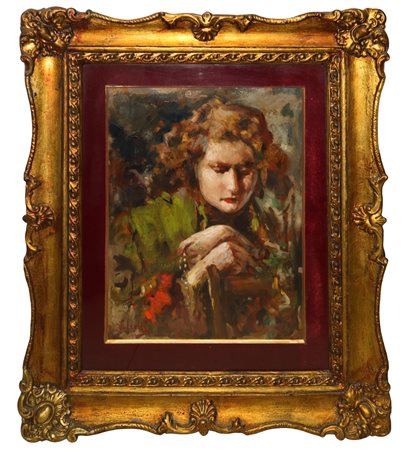 Vincenzo Irolli (Napoli 1860 - Napoli 1949)  - Ritratto di donna