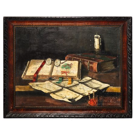 Natura morta con libri, 19°  secolo