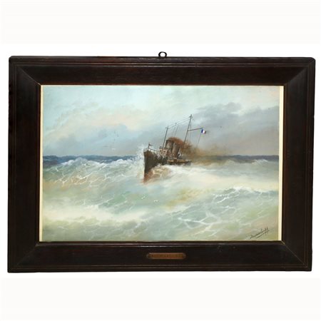 Nicolas  ROUMIANTZEFF (1876)  - Vapore francese in mare in tempesta