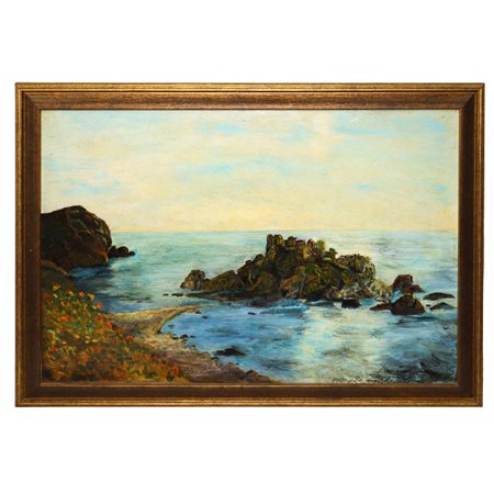 Otto  Geleng (Berlino 1843 - Taormina 1939)  - Veduta di Isola Bella da Capo Taormina