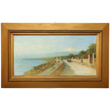 Otto  Geleng (Berlino 1843 - Taormina 1939)  - Veduta dell'Etna da via Pirandello Taormina