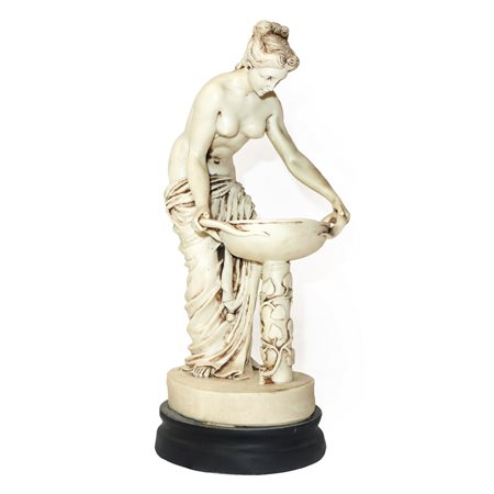 Hestia, piccola scultura a stampo su base in legno, 20°  secolo