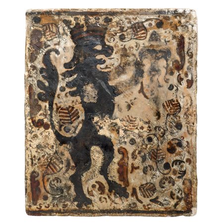 Placca Socarrat Valenziano  in argilla cotta raffigurante Leone araldico