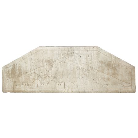 Catania con Etna, frammento di marmo con incisione, 1886