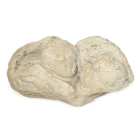 Teste di putti, frammento in marmo, 17°  secolo