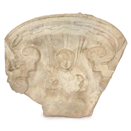 Frammento in marmo bianco con putto, 17°  secolo