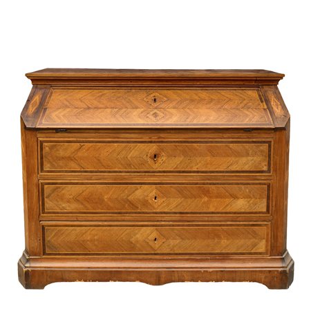 Ribalta a spina di pesce, con intarsi geometrici, 19°  secolo