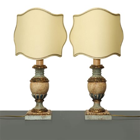 Portapalme in legno laccato e dorato adattate ad abat-jour, Sicily 19°  secolo