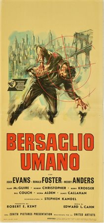 Colizzi Mauro BERSAGLIO UMANO locandina originale. RIPALTA Milano cm 70x33...