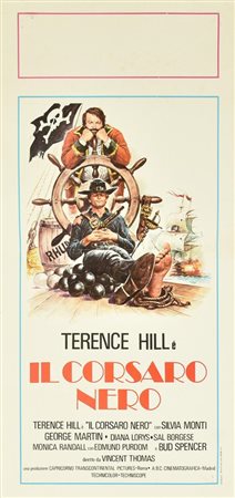 IL CORSARO NERO locandina originale, 1971. Grafopress cm 70x33 QUALITA': B-