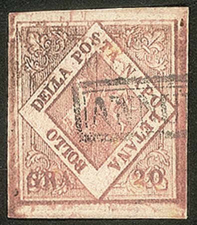 Antichi Stati Italiani - Napoli - 1858 - 20 gr. rosa brunastro 1a Tavola (12 cat. 1.350)