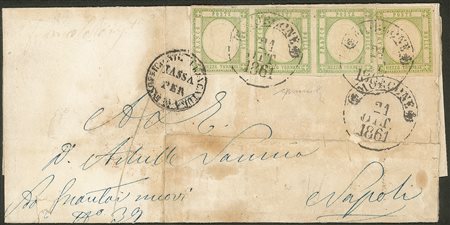 Antichi Stati Italiani - Province Napoletane - Striscia di tre 1/2 tornese verde + 1/2 tornese verde giallo chiaro (17  + 17a)