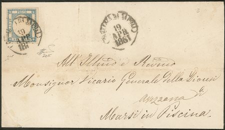 Antichi Stati Italiani - Province Napoletane - Lettera affrancata con 2 grana azzurro chiaro (20k)