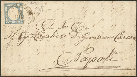 Antichi Stati Italiani - Province Napoletane - 1861 - 2 grana azzurro chiaro con filetto di inquadratura in alto (20k)