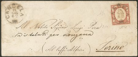 Antichi Stati Italiani - Province Napoletane - Bustina affrancata con 5 grana vermiglio (21a)