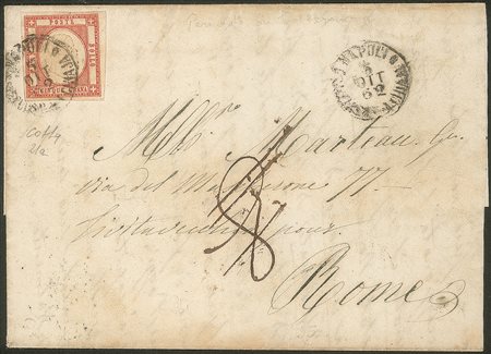 Antichi Stati Italiani - Province Napoletane - Lettera affrancata con 5 grana vermiglio