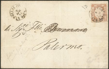 Antichi Stati Italiani - Napoli - Falso per posta del 10 grana II tipo effige tipo C colore arancio (F8 cat.7000)