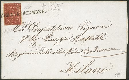 Antichi Stati Italiani - Parma - Lettera affrancata con 25 cent bruno rosso (8)