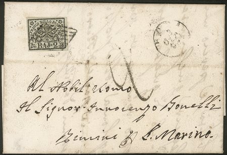 Antichi Stati Italiani - Stato pontificio - Lettera affrancata con 2 baj